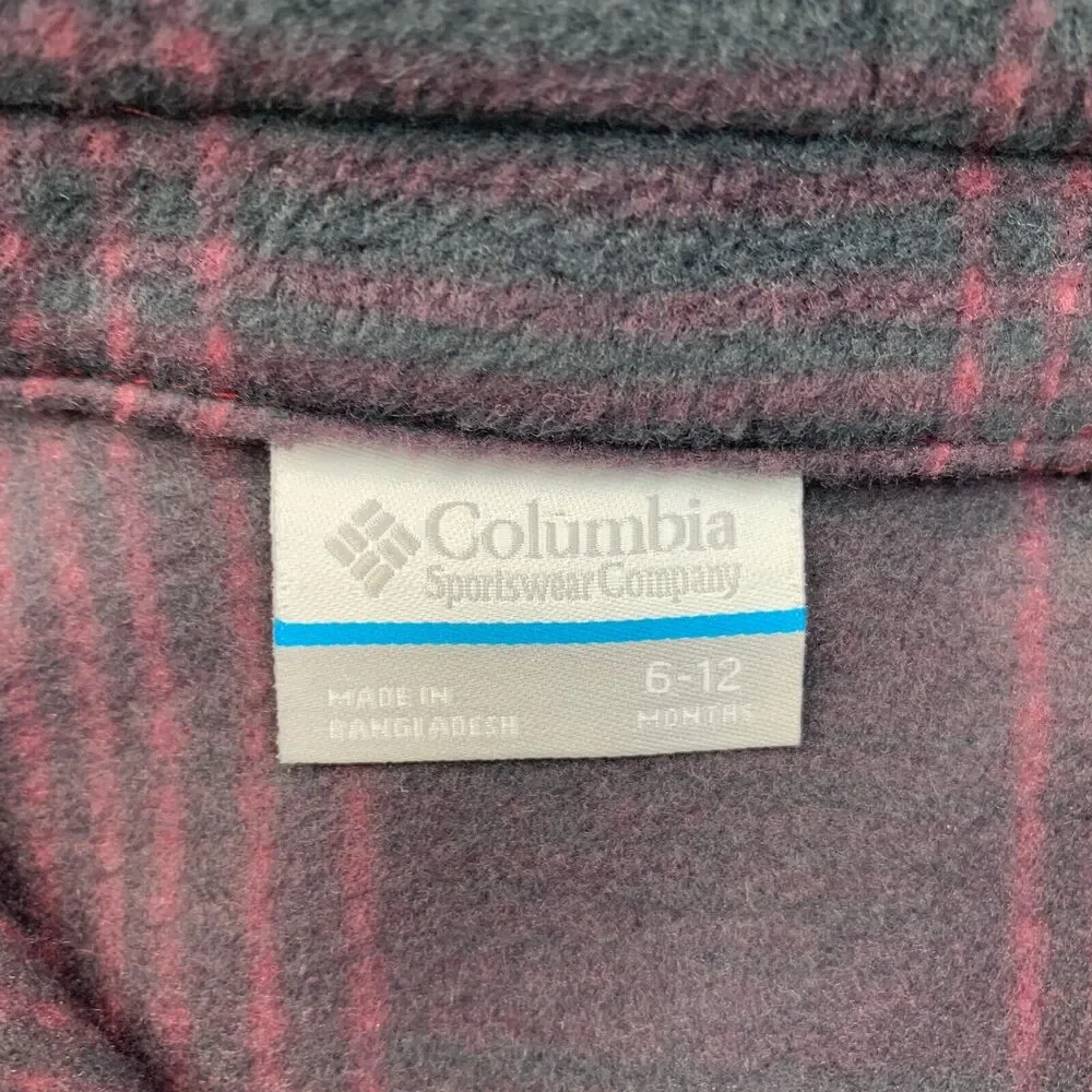 Columbia Jacket Youth Toddler 6-12‎ Month Gray Pink Zing III Fleece Zip Up Plaid